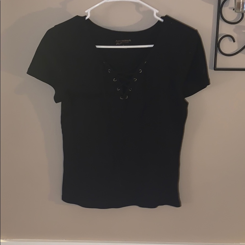 Lace up black t shirt